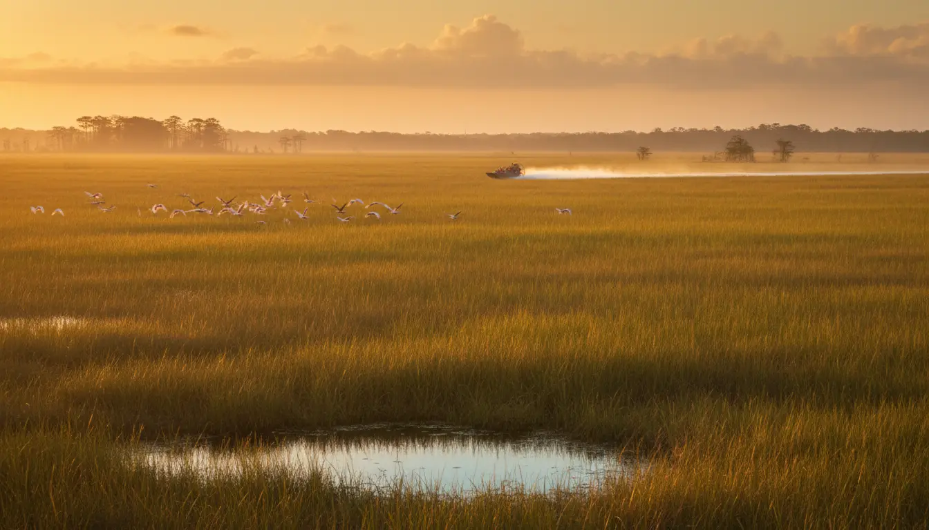 Airboat & Swamp Tours: Guided airboat rides and swamp buggy tours through wetlands, marshes, and subtropical wilderness.