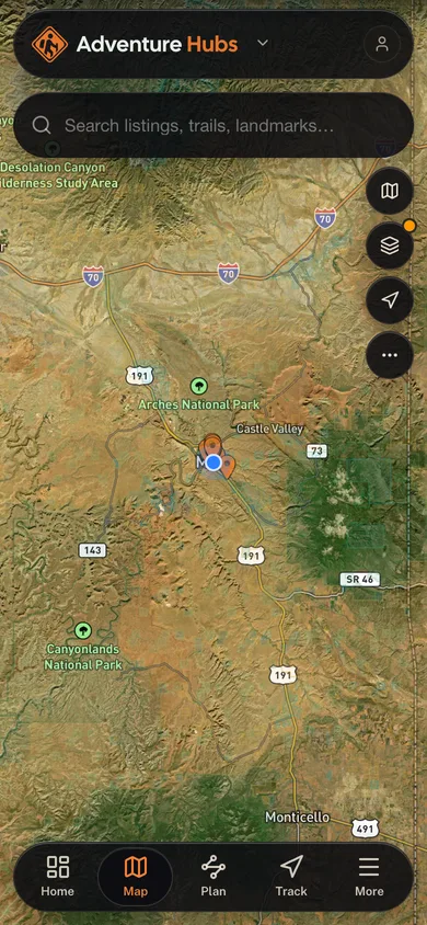 The Adventure Hubs app directory map