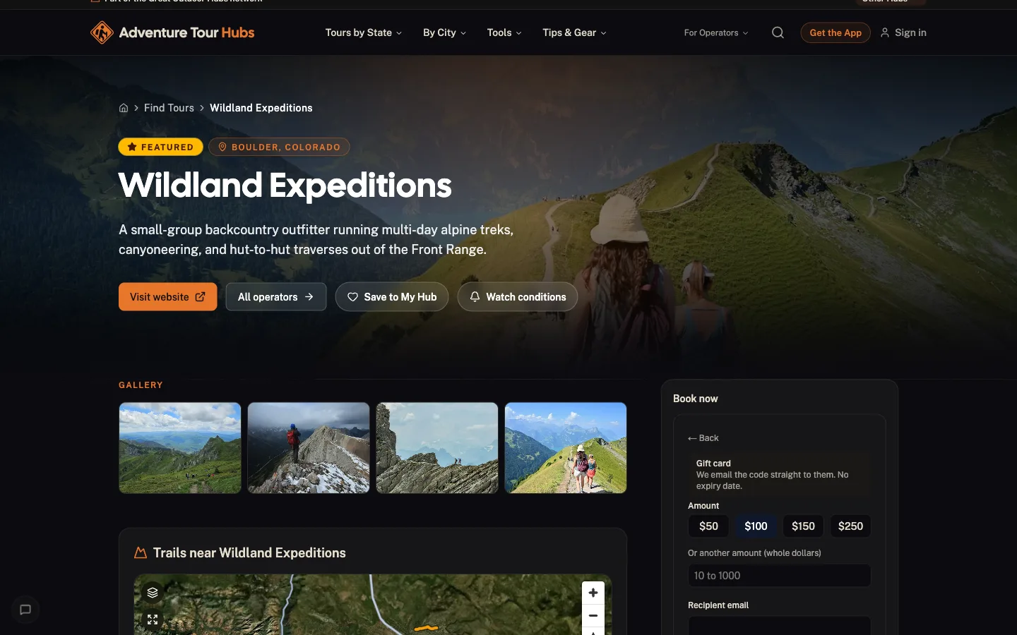 Promotions as a customer sees it on Adventure Hubs
