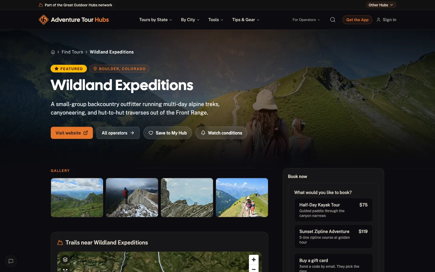 Bookings & payments as a customer sees it on Adventure Hubs